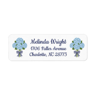 Blue & White Hydrangea Return Address Label