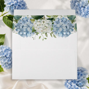 Blue White Hydrangea Wedding Invite Envelope