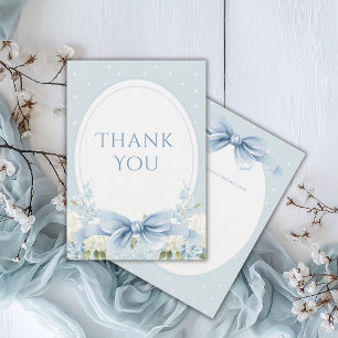 Blue White Hydrangeas Ribbon Vintage Bridal Shower Thank You Card