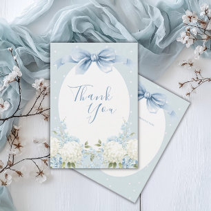 Blue White Hydrangeas Ribbon Vintage Bridal Shower Thank You Card