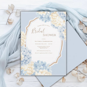 Blue & White Hydrangeas Vintage Bridal Shower Invitation