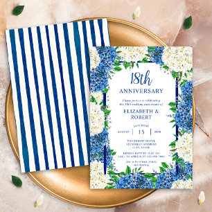 Blue White Hydrangeas Wedding Custom Anniversary Invitation