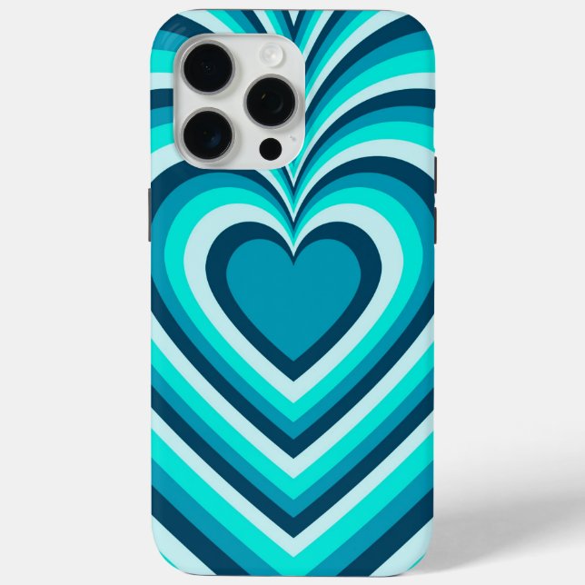 Blue White Hypnotic Heart Love Pattern Case-Mate iPhone Case (Back)