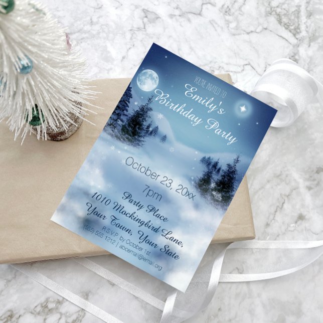 Blue & White Ice Winter Wonderland Birthday Party Invitation (Creator Uploaded)