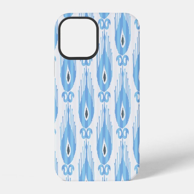 Blue White Ikat Pattern Design iPhone Case (Back)