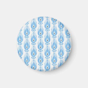 Blue White Ikat Pattern Design Magnet