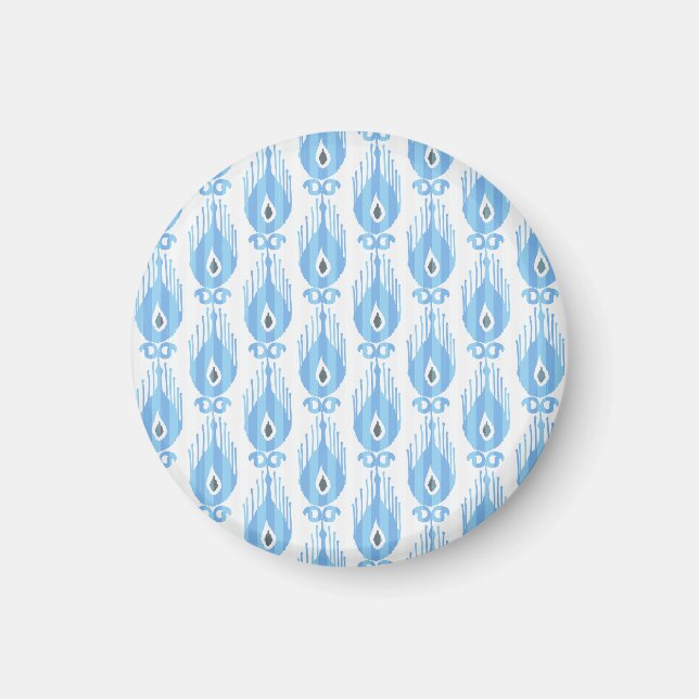 Blue White Ikat Pattern Design Magnet (Front)