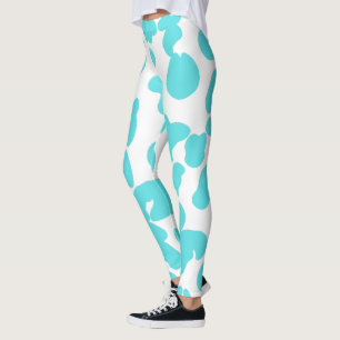 blue white illustration sport women leggings