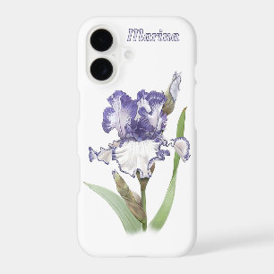 Blue White Iris Flower Botanical Art Personalized