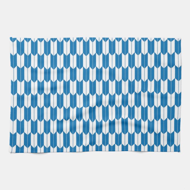 Blue & White Japanese Yagasuri Kitchen Towel (Horizontal)