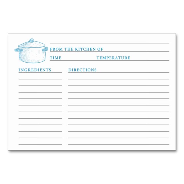 Blue White Kitchen Shower Recipe Card (Front)