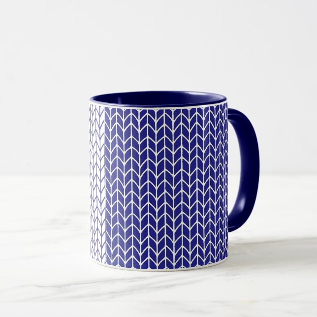 BLUE & WHITE KNIT Navy Combo Mug (Front Right)