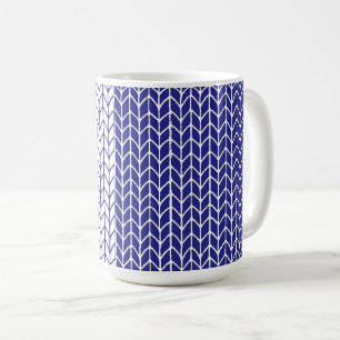 BLUE & WHITE KNIT Tall White Mug