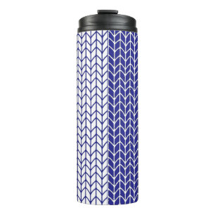 BLUE & WHITE KNIT Thermal Tumbler
