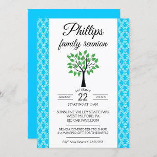 Blue & White Lattice Family Reunion Announcement