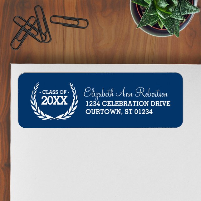 Blue|White Laurel Wreath Return Address Label (Creator Uploaded)