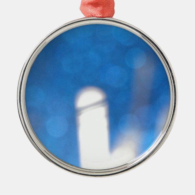 Blue White Light Effects Metal Tree Decoration (Front)