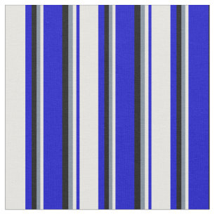 Blue, White, Light Slate Grey, and Black Lines Fabric
