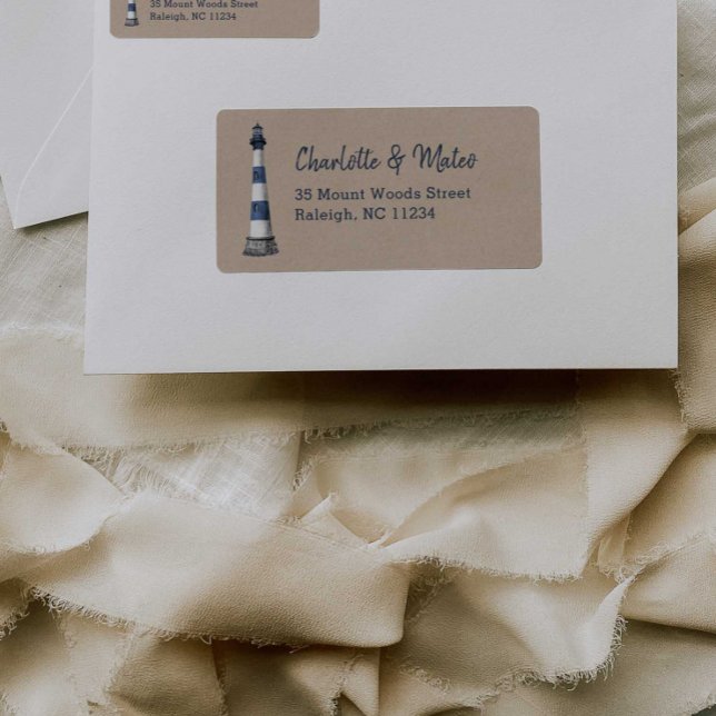 Blue White Lighthouse Kraft Label (Creator Uploaded)