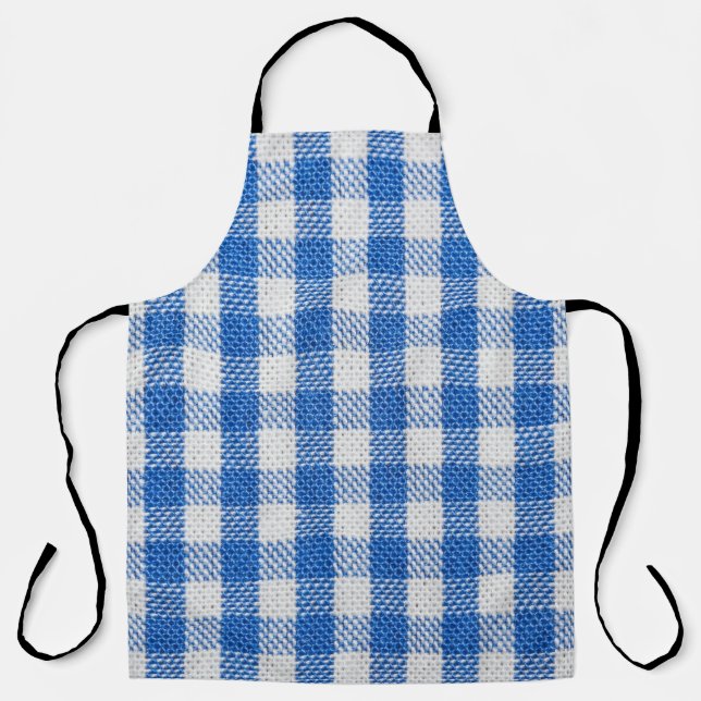 Blue-white lined dining clothes. apron (Front)
