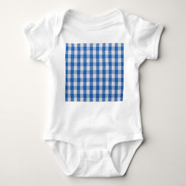 Blue-white lined dining clothes. baby bodysuit (Front)