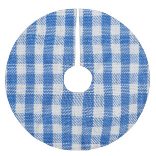 Blue-white lined dining clothes. brushed polyester tree skirt
