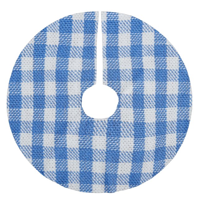 Blue-white lined dining clothes. brushed polyester tree skirt (Front)