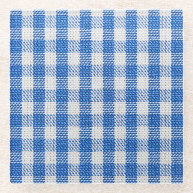 Blue-white lined dining clothes. glass coaster (Front)