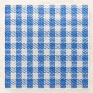 Blue-white lined dining clothes. glass coaster