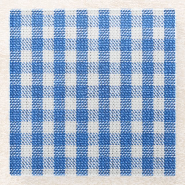 Blue-white lined dining clothes. glass coaster (Front)