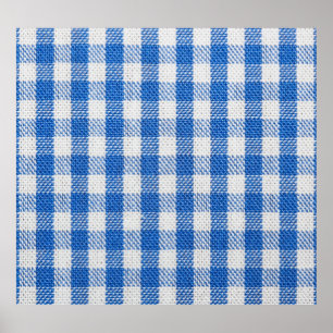 Blue-white lined dining clothes. poster
