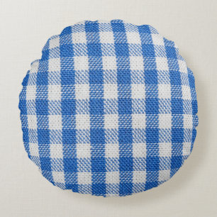 Blue-white lined dining clothes. round cushion