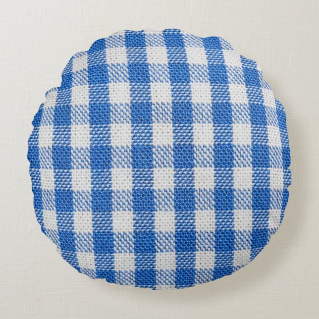 Blue-white lined dining clothes. round cushion (Front)