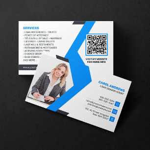 Blue, White Loan Signing Agent, Consultant, Lawyer Business Card