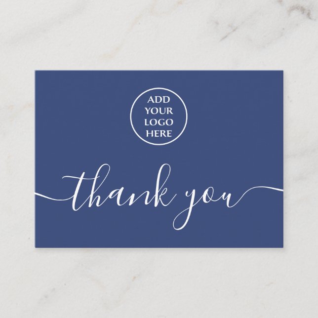 Blue White Logo QR Code Thank You For Your Order Business Card (Front)