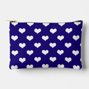 Blue White Love Heart Pattern Design Accessory Pouch