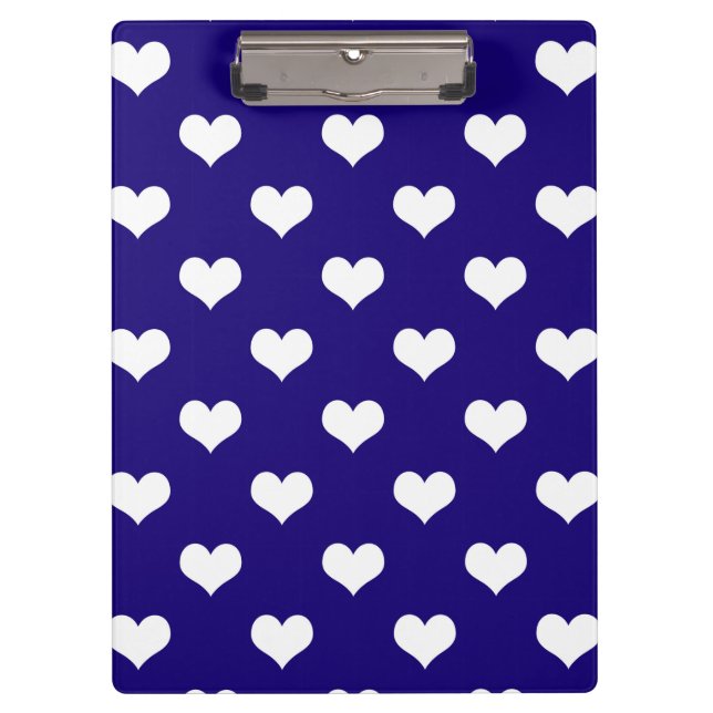 Blue White Love Heart Pattern Design  Clipboard (Front)