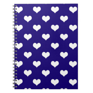 Blue White Love Heart Pattern Design Notebook