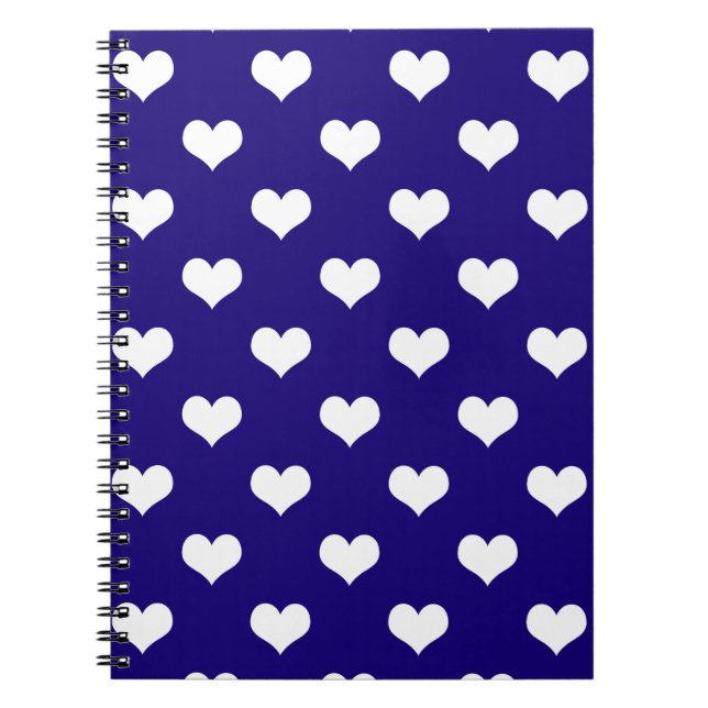 Blue White Love Heart Pattern Design  Notebook (Front)