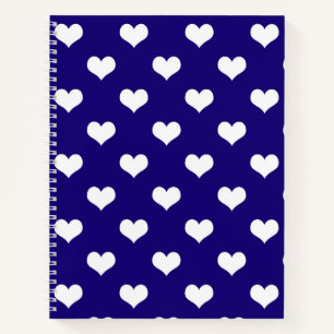 Blue White Love Heart Pattern Design Notebook