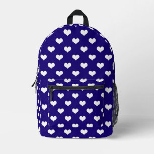 Blue White Love Heart Pattern Design Printed Backpack