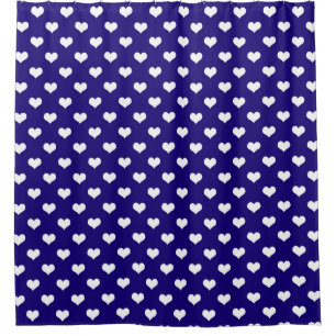 Blue White Love Heart Pattern Design  Shower Curtain