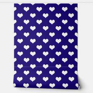 Blue White Love Heart Pattern Design Wallpaper