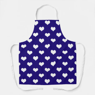 Blue White Lovely Hearts Design  Apron