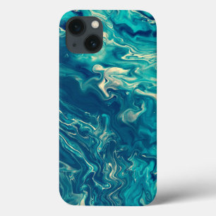 Blue & White Marble Acrylic Abstraction iPhone 13 Case