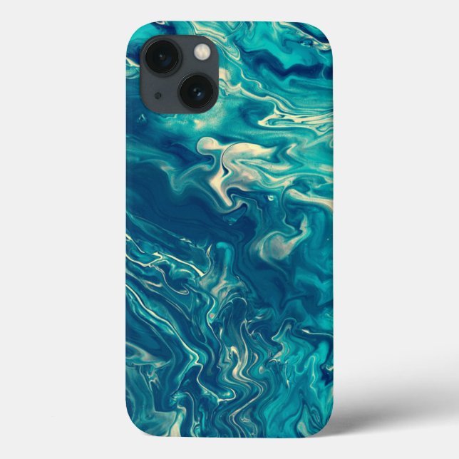 Blue & White Marble Acrylic Abstraction Case-Mate iPhone Case (Back)