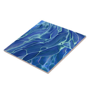 Blue & White Marble Acrylic Abstraction Ceramic Tile