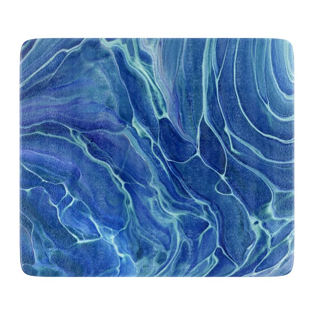 Blue & White Marble Acrylic Abstraction Cutting Board (Front)