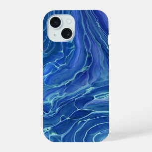 Blue & White Marble Acrylic Abstraction iPhone 15 Case