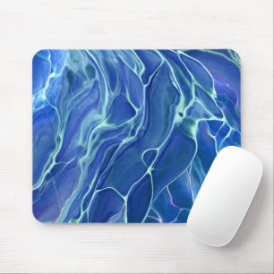 Blue & White Marble Acrylic Abstraction Mouse Pad